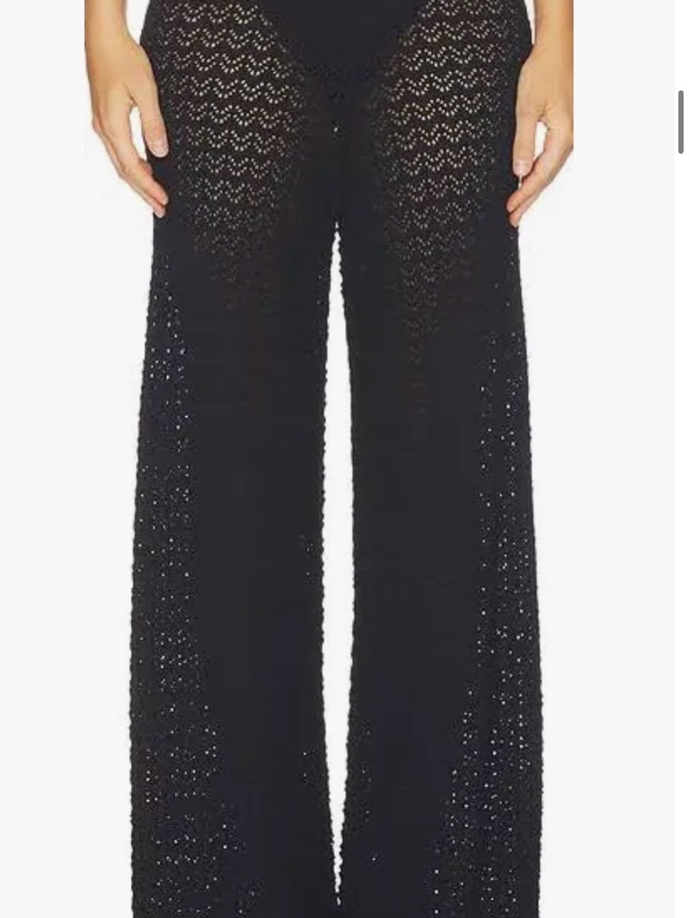 Black Crochet Wide-Leg Beach Cover Up Pants